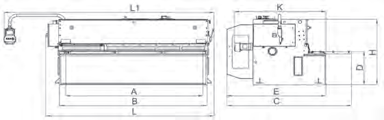 Sơ đồ kích thước của cắt tôn thủy lực Ermaksan dòng HGS series
