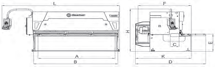 Sơ đồ máy cắt tôn thủy lực Ermaksan dòng HVR series