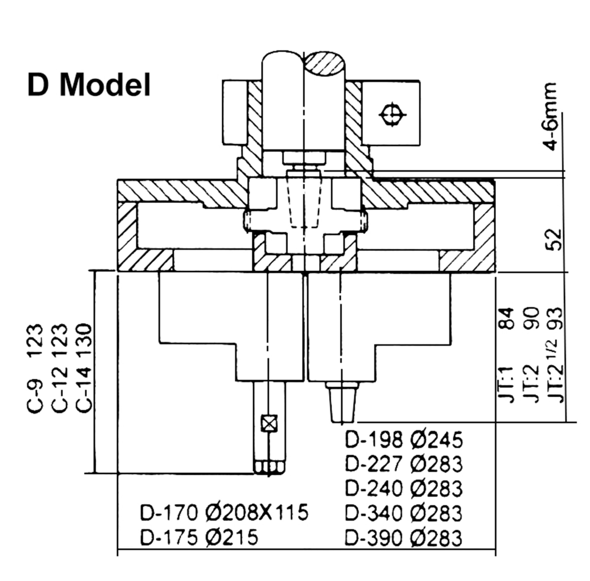 Bản vẽ kích thước bộ khoan nhiều mũi Multiple spindle head dòng D