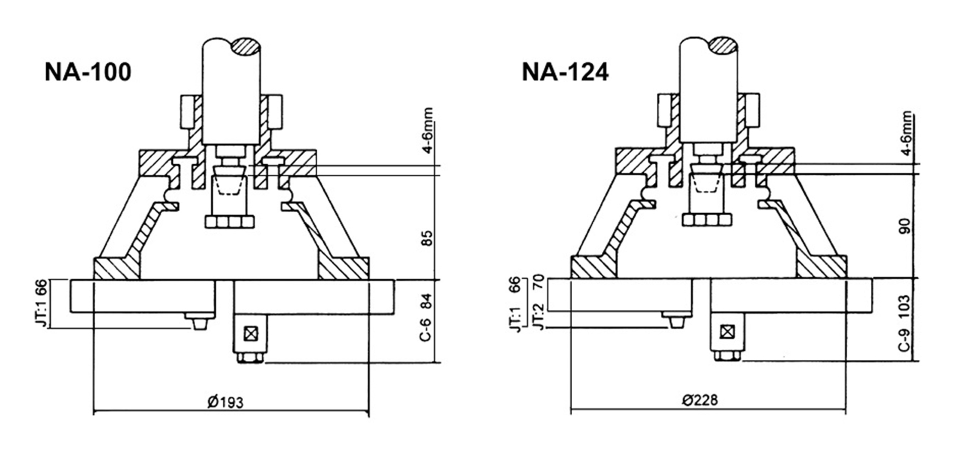 Bản vẽ kích thước bộ khoan nhiều mũi Multiple spindle head dòng NA