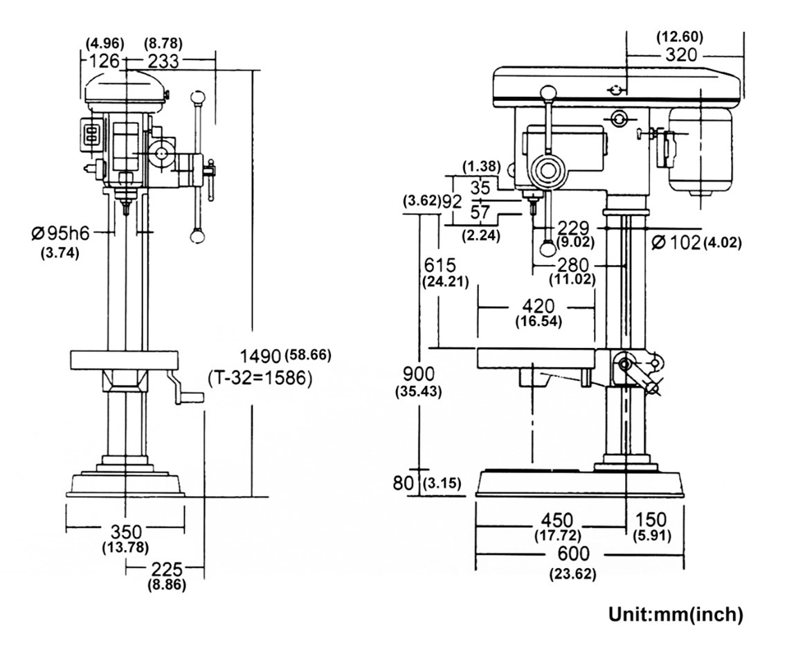 Bản vẽ kích máy khoan kiểu manual HDT-25