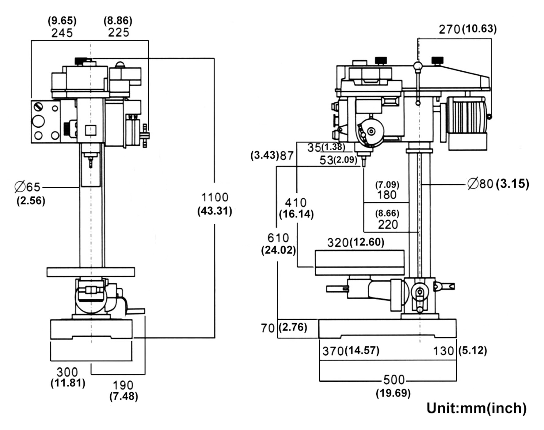 Bản vẽ kích thước máy taro tự động kiểu răng dòng HD-AT12