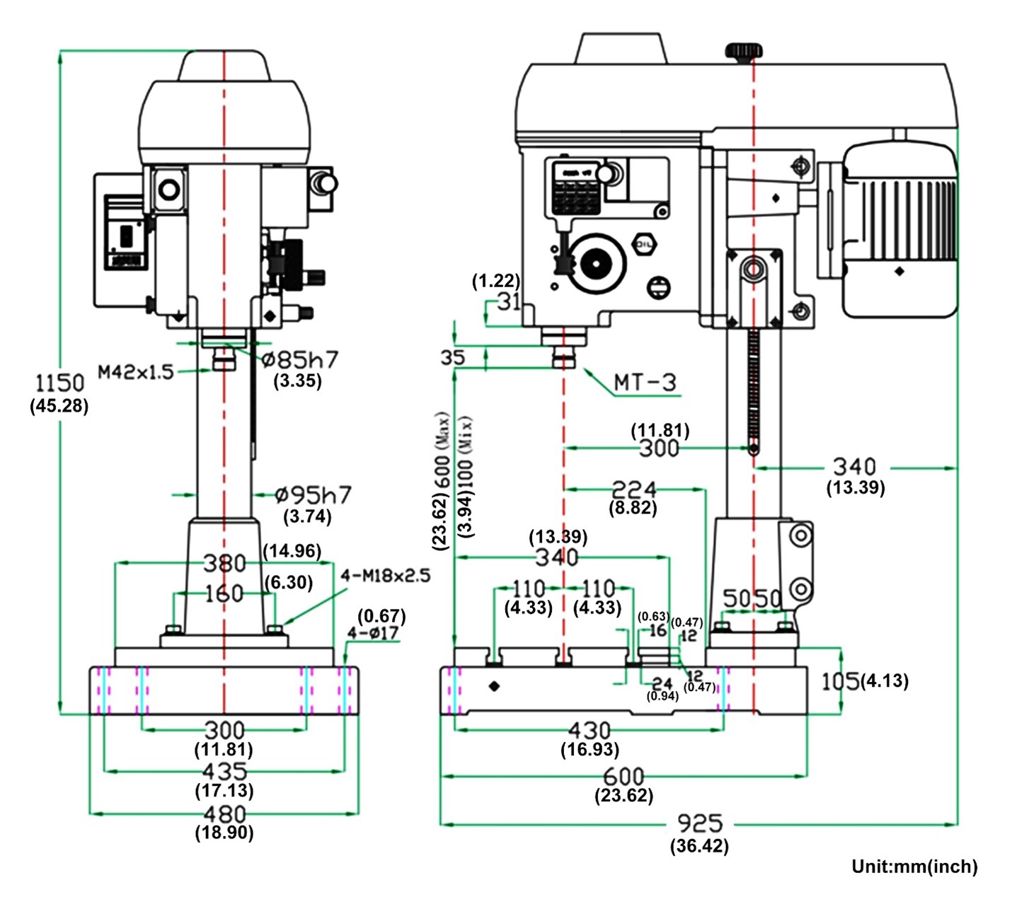 Bản vẽ kích thước máy taro tự động kiểu răng dòng HT2-223