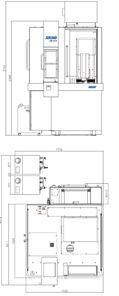 Kích thước của máy phay đứng CNC chính xác cao JM-315 XKNC – Kitamura