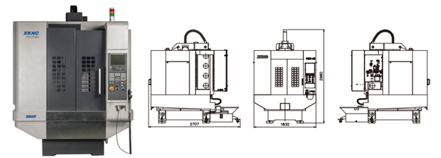 Sơ đồ kích thước máy phay đứng CNC chính xác cao KVC 700C/700D