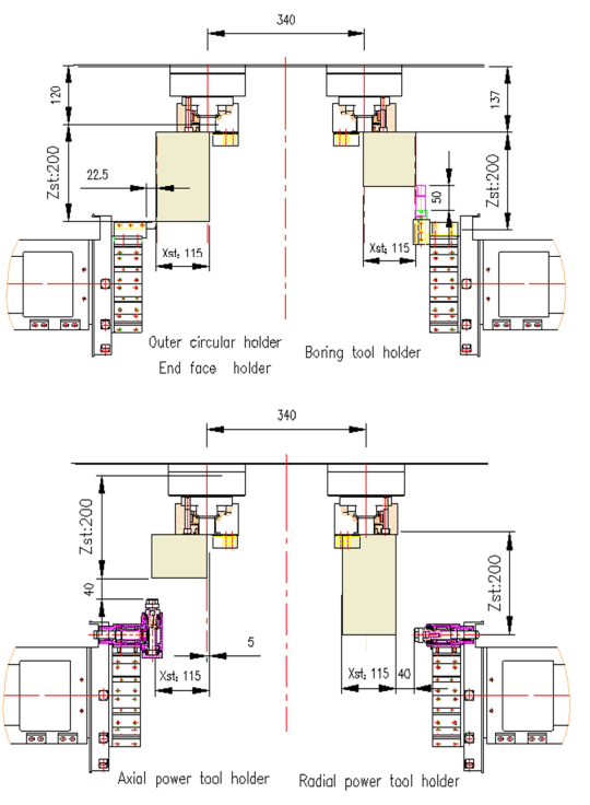 Bản vẽ hành trình máy tiện CNC chính xác cao HD80D