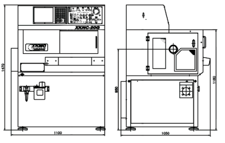 Kích thước máy của máy tiện CNC chính xác cao kiểu gang XKNC - Kitamura dòng XKNC-20