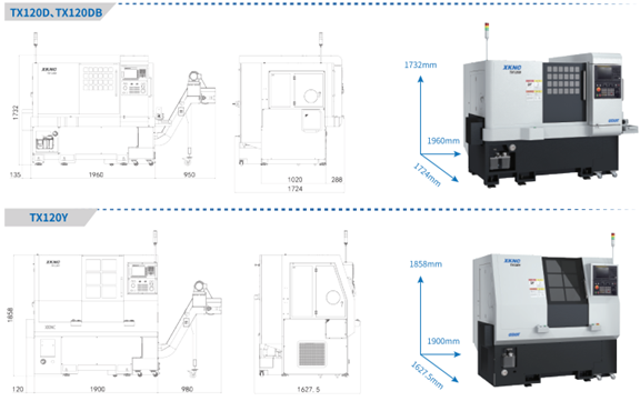 kích thước máy tiện TX120