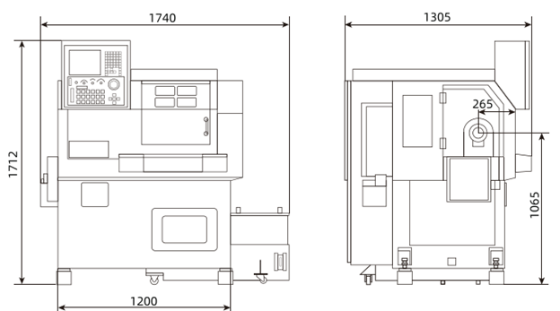Kích thước của máy tiện CNC chính xác cao kiểu mâm dao quay XKNC - Kitamura dòng TX75