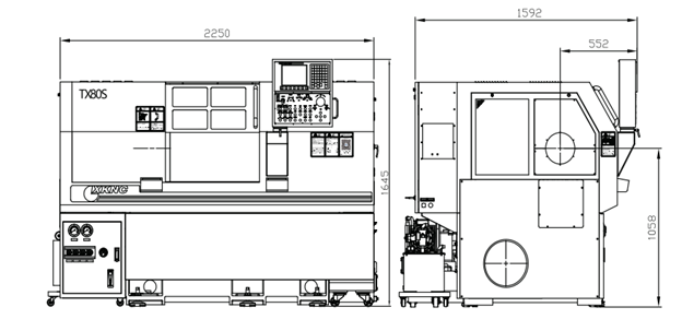 Kích thước máy tiện CNC TX80