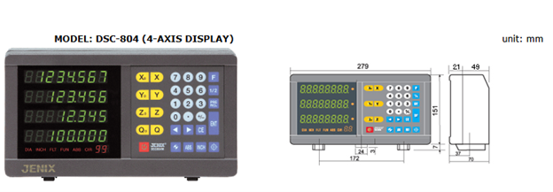Hình ảnh màn hình hiên thị thước quang Jenix 4 trục-model: DSC-804
